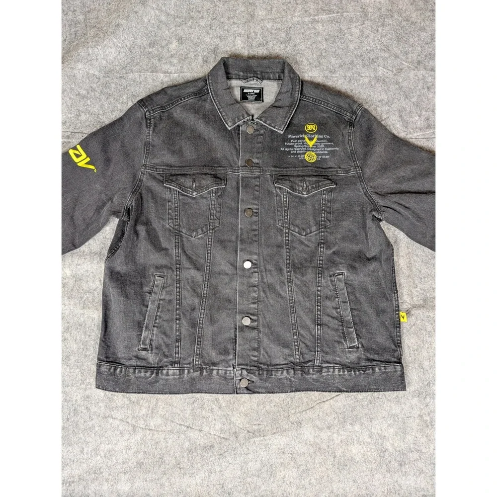 Logan Paul WWE Maverick Clothing Co Men‎ Washed Black Graphic Denim Jacket